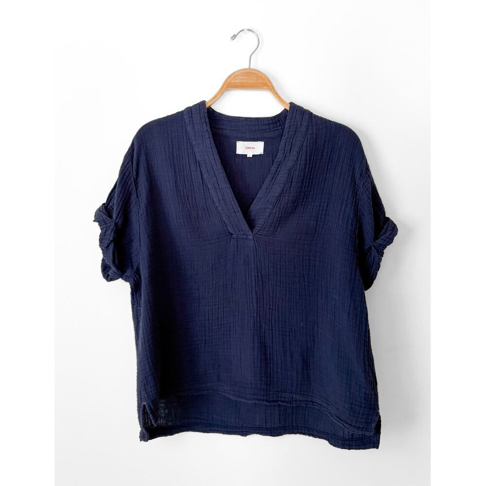 Xirena Avery Cotton Top in North Star Navy Blue Gauze Muslin - Picture 5 of 11